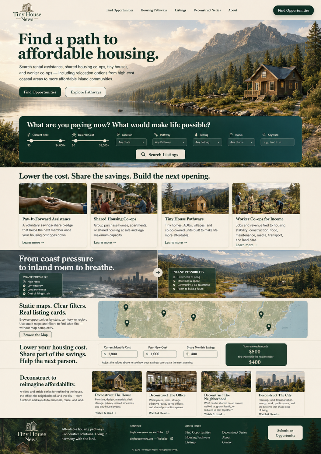 Tiny House News homepage design artwork